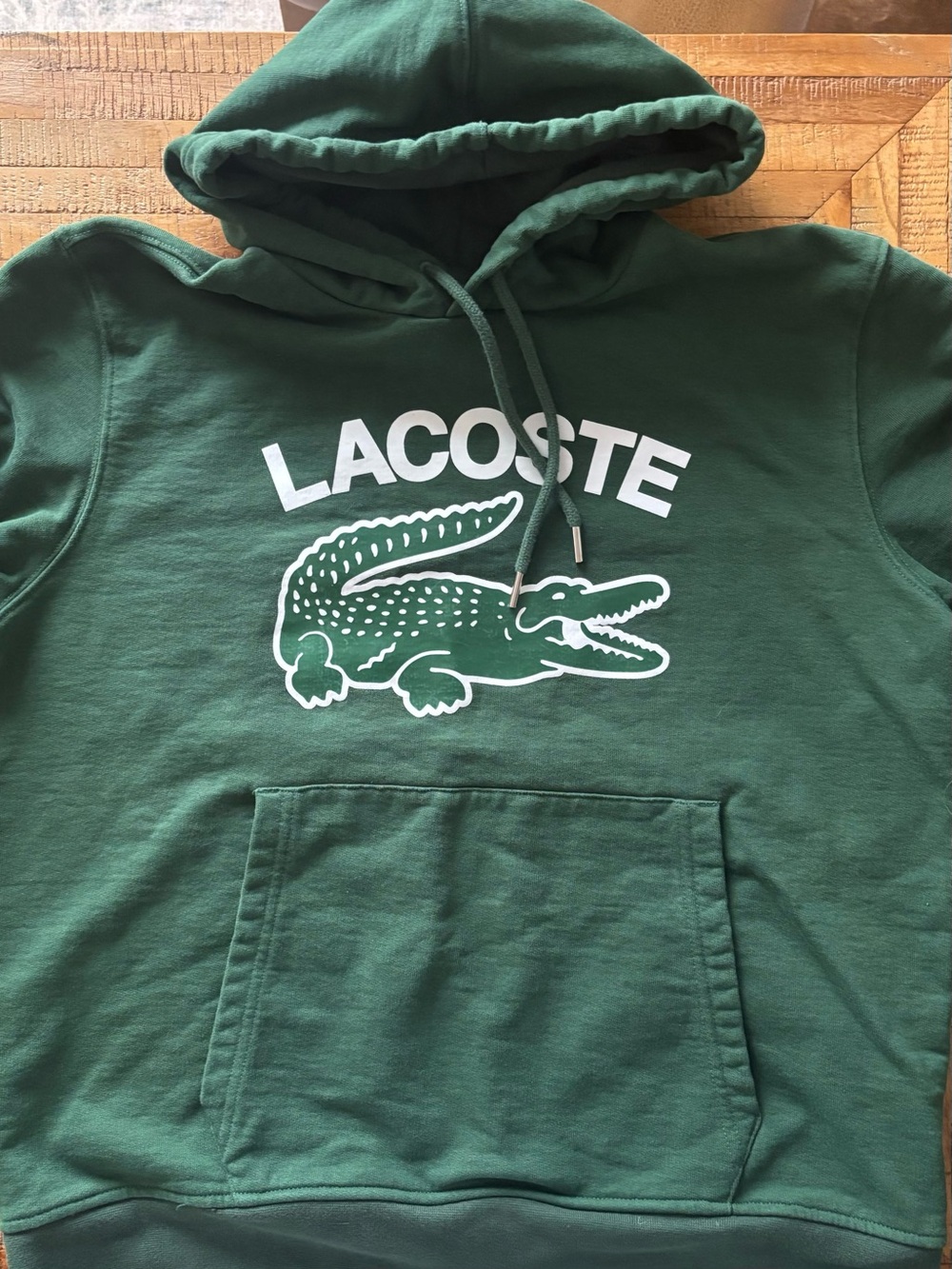 Lacoste Green Classic Fit Hoodie with Crocodile Logo